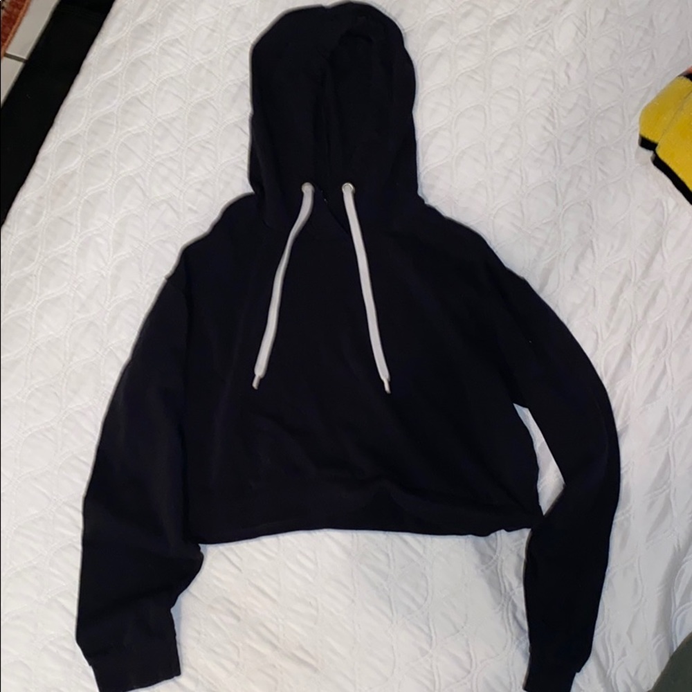 Plain black cropped hoodie